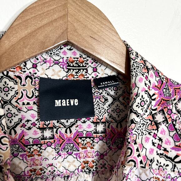 Maeve Patterned Button Up Blouse LAST CALL - Picture 2 of 6